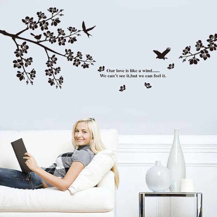 DIY Fashion Self Adhesive PVC Removable Wall Stickers / House Interior Decoration Pictures -- Black Tree Branches & Birds, Size: 90cm x 60cm