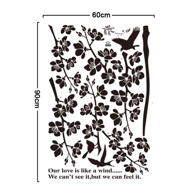 DIY Fashion Self Adhesive PVC Removable Wall Stickers / House Interior Decoration Pictures -- Black Tree Branches & Birds, Size: 90cm x 60cm