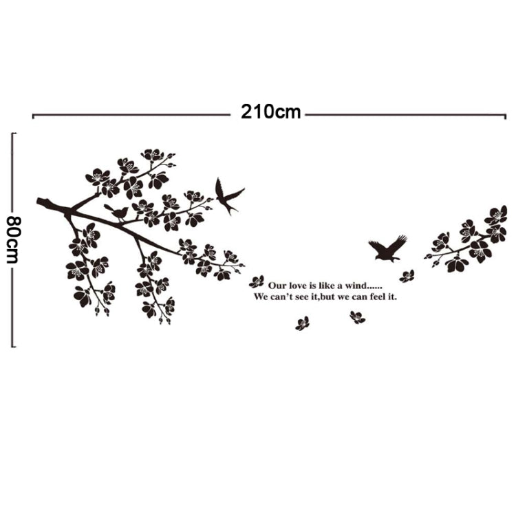 DIY Fashion Self Adhesive PVC Removable Wall Stickers / House Interior Decoration Pictures -- Black Tree Branches & Birds, Size: 90cm x 60cm