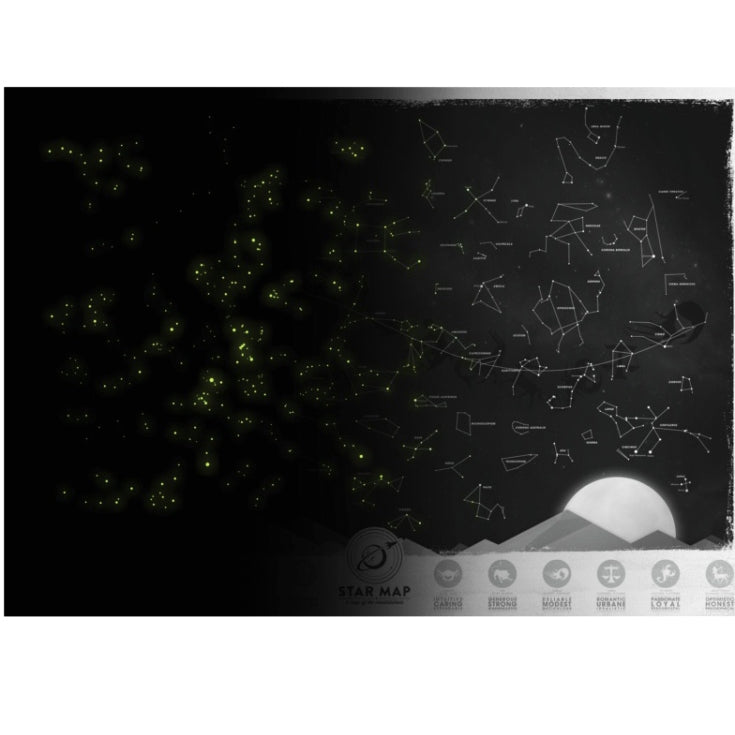 Star Map Style Wall Decals Stickers House Interior Decoration Pictures, Size: 61.5cm x 43.5cm