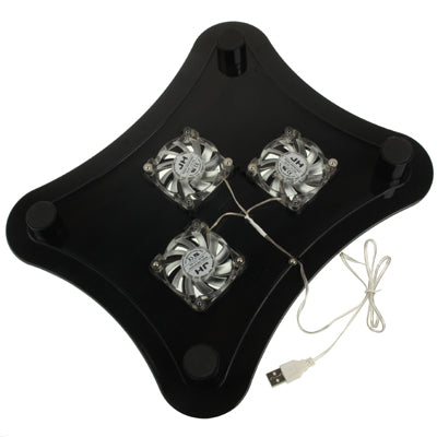 Blue LED USB Laptop Cooler Pad with 3 Fans (Size: 278*46*326mm),