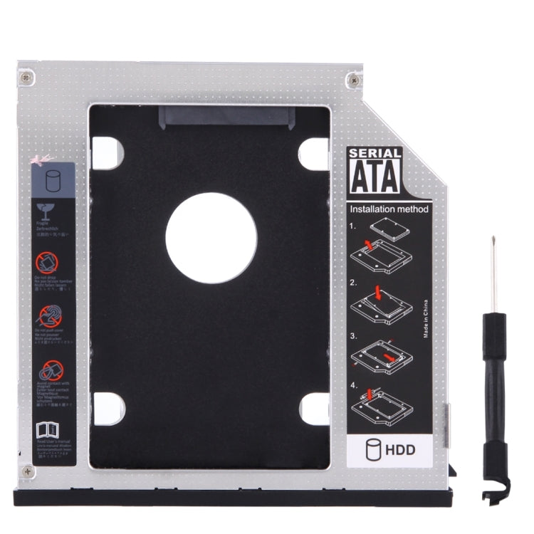 2.5 inch 2nd SATA HDD Hard Drive Caddy SATA for DELL E6400/ E4300 / E6410 / E6500 / E6510 / E6320, Thickness: 9.5mm(Silver)
