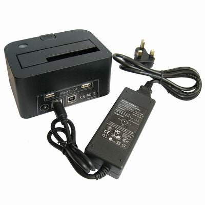 2.5 inch & 3.5 inch USB 2.0 SATA HDD Dock with Card Reader & 2 ports Hub(Black)