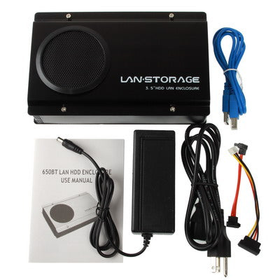 3.5 inch HDD Case SATA to USB LAN Storage, Support BT Download(Black)