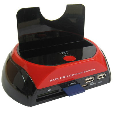 USB 2.0 to SATA (ESATA) HDD Docking One Touch Backup Multi-Dock with Card reader, HUB(Red)