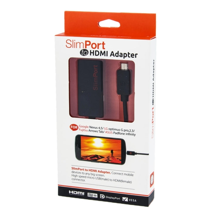 Micro USB Slim Port to HDMI Adapter for Google Nexus 4 & 5, LG Optimus G Pro & 2 & 3, Fujitsu, Asus, Support HD TV 1080 & 3D Output, Length: 15cm(Black)