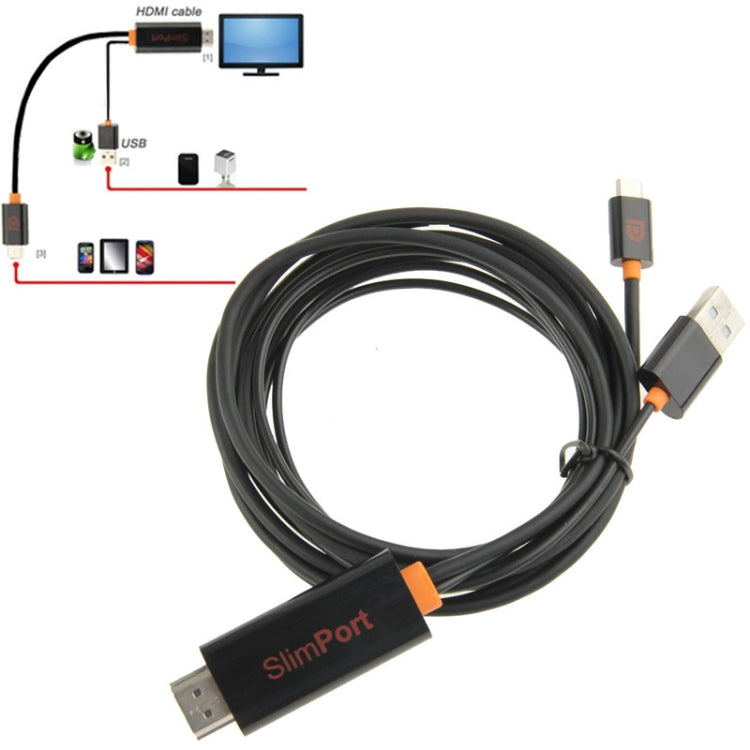 2m Micro USB Slim Port to HDMI AdapterSupport HD TV 1080 & 3D Output, For LG Google Nexus 4 / LG G2 / Fujitsu