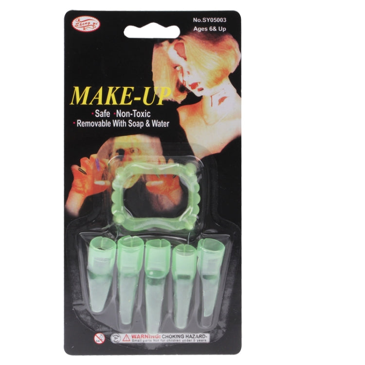 Halloween Costume Party Supplies Luminous Vampire Teeth / Dentures + Luminous Finger Nail(Green)