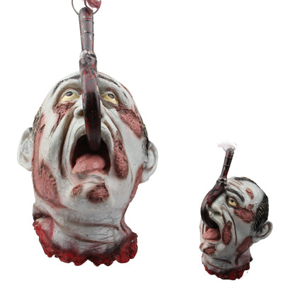 Scared Ghost Bloody Head with Hook Scary Toy for Halloween(Grey)