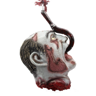 Scared Ghost Bloody Head with Hook Scary Toy for Halloween(Grey)