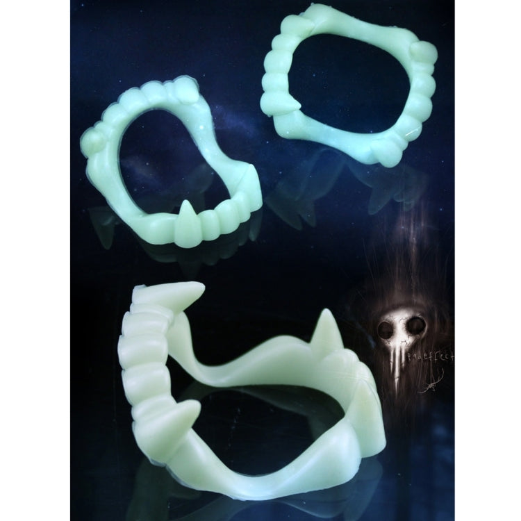 5 PCS Halloween Costume Party Props Luminous Vampire Zombie Devil Fangs Teeth, Random Style Delivery(Green)
