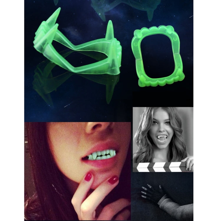 5 PCS Halloween Costume Party Props Luminous Vampire Zombie Devil Fangs Teeth, Random Style Delivery(Green)