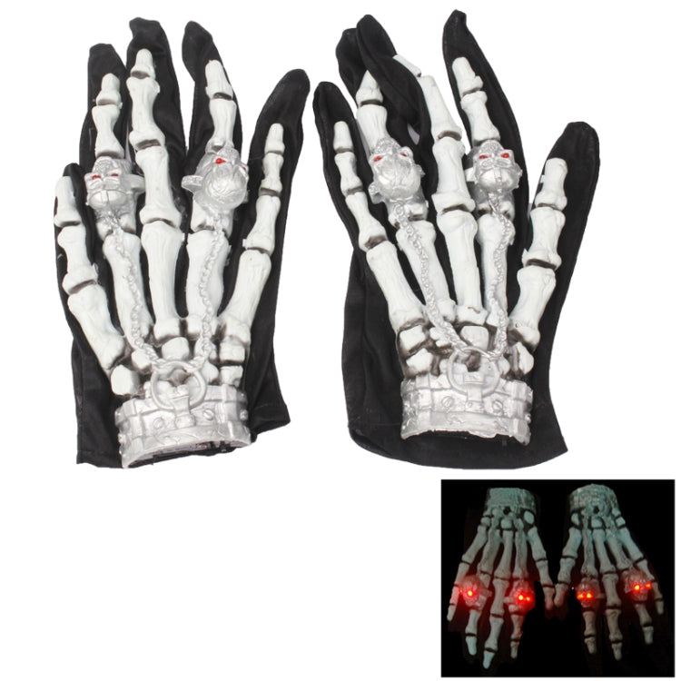 Halloween Scary Skeleton Bones Glow Gloves(Black)