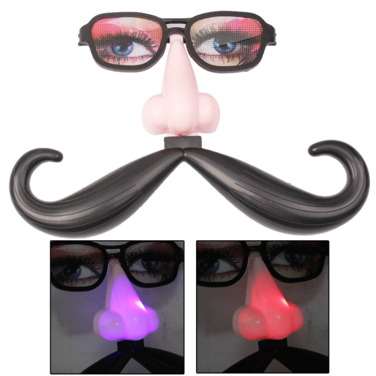 Funny Decoration Glasses with Colorful LED Light Nose & Vibrissa Halloween Props