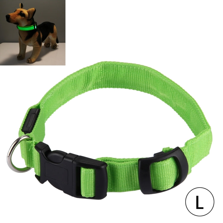 Adjustable 3-Mode LED Flashing Dog Collar, Size: L(Green)
