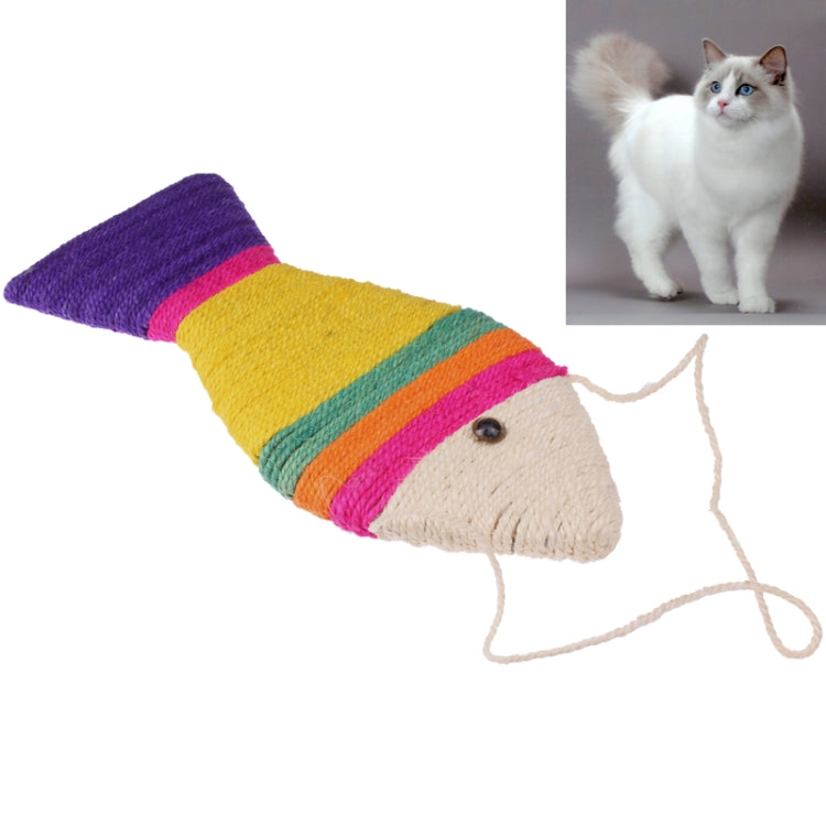 Large Size Attractive Sisal Fibre Fish Shaped Toy with Strap for Cat Pet