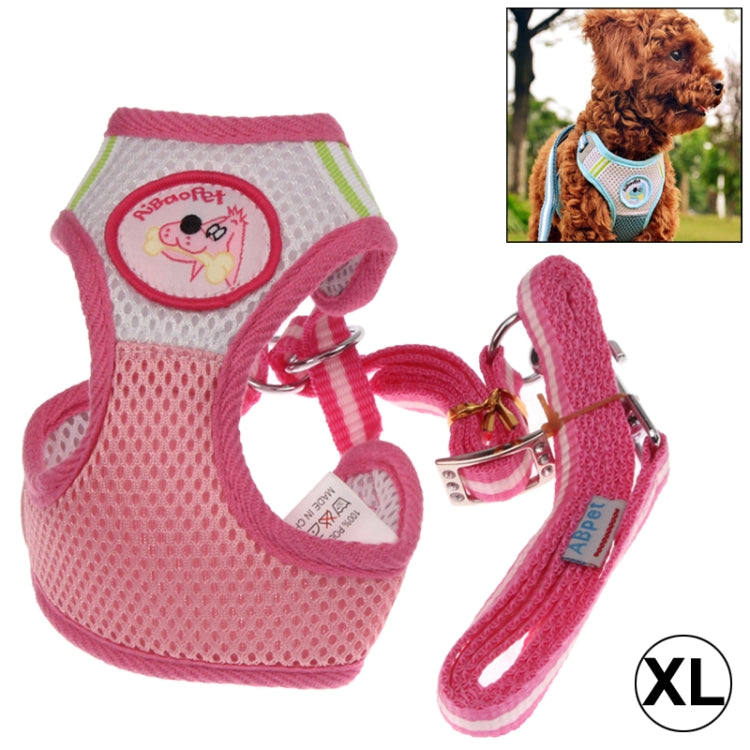 Mesh Breathable Pet Chest Suspenders Dog Traction Rope, Size: XL (Pink)