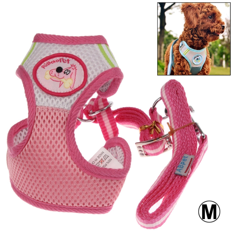 Mesh Breathable Pet Chest Suspenders Dog Traction Rope, Size: M (Pink)