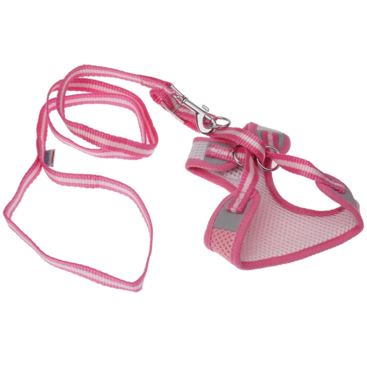 Mesh Breathable Pet Chest Suspenders Dog Traction Rope, Size: M (Pink)