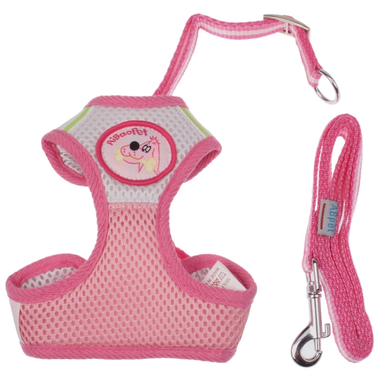 Mesh Breathable Pet Chest Suspenders Dog Traction Rope, Size: M (Pink)