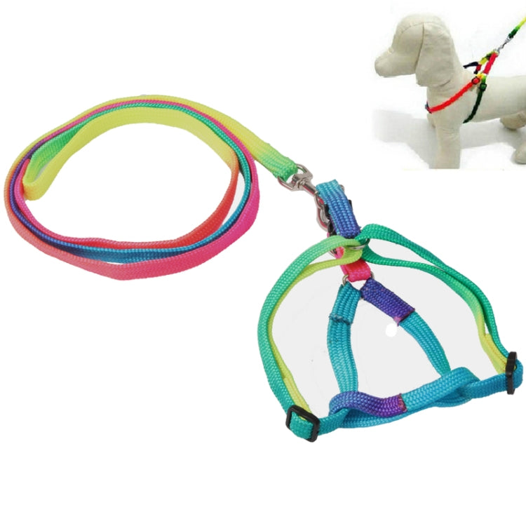 Colorful Lovely Pet Nylon Leash Harness Chest Collar Neck Lead Strap for Dog Puppy, Length: 1.1m
