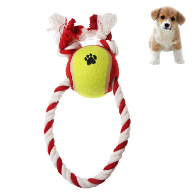 Pet Bauble Dog Interactive Tennis Ball + Rope Toys, Random Color Delivery(Red)