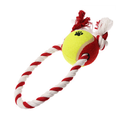 Pet Bauble Dog Interactive Tennis Ball + Rope Toys, Random Color Delivery(Red)