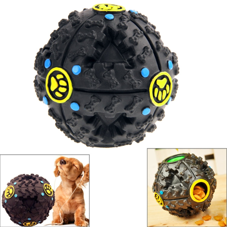 Pet Dog and Cat Food Dispenser Squeaky Giggle Quack Sound Training Toy Chew Ball, Ball Diameter: