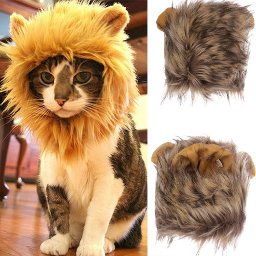 Large Pet Cat Tiger Wigs Mane Hair Festival Party Fancy Dress Clothes Costume
