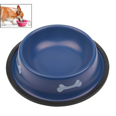 High-quality Stainless Steel Baking Paint Dog Bowl Pet Water Feed Bowl (Blue)