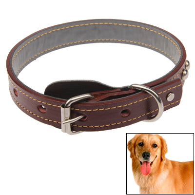 Double Lines Leather Pet Collar Pet Neck Strap, Size: 54.0 x 2.5cm(Brown)