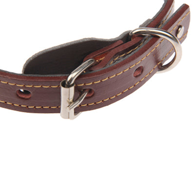 Double Lines Leather Pet Collar Pet Neck Strap, Size: 54.0 x 2.5cm(Brown)