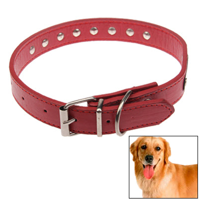 Pointed Nail Leather Dog Collar Pets Neck Strap (Red)