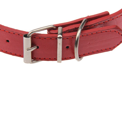 Pointed Nail Leather Dog Collar Pets Neck Strap (Red)