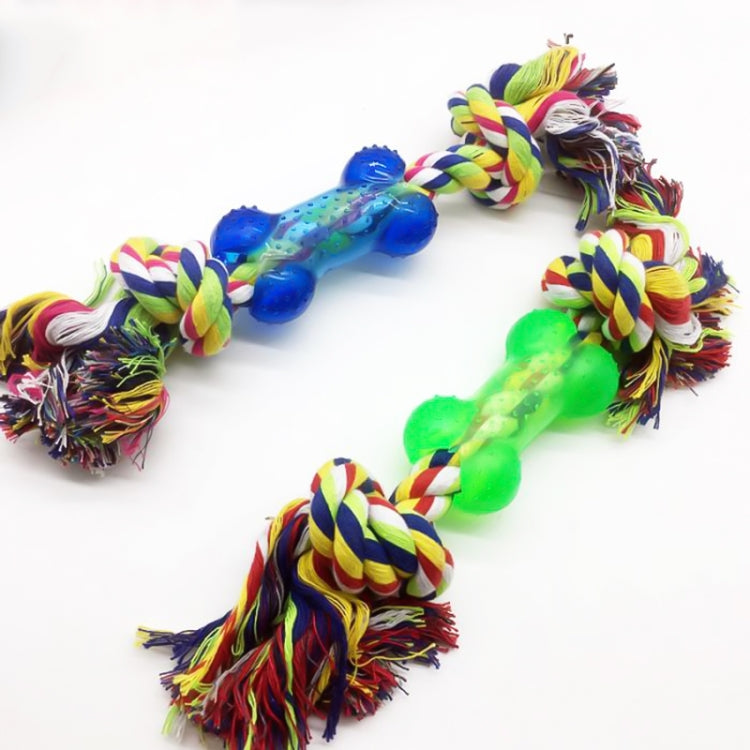 Bone Shape Dog Puppy Pet Cotton Multicolor Braided Bone Rope Chew Knot Toy