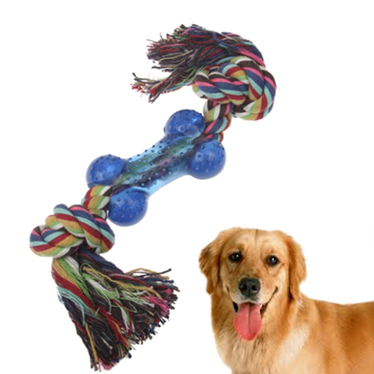Bone Shape Dog Puppy Pet Cotton Multicolor Braided Bone Rope Chew Knot Toy