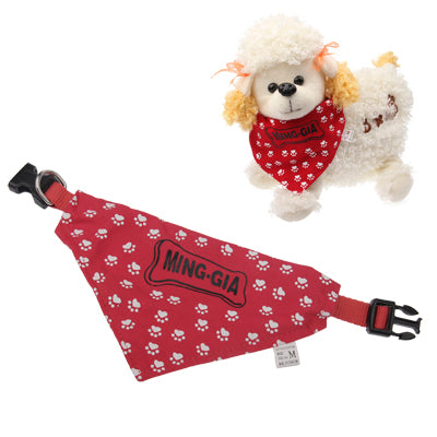 Dog Footprints Pattern Cotton High Quality Pet Saliva Towel with Locked Type (Red)