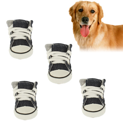 Dark Blue Dog Strap Sports Shoes / Pet Shoes (4pcs in one package and the Price for 4pcs)