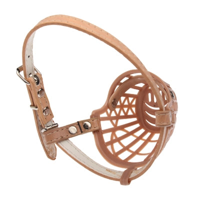 Adjustable PU Leather Basket Cage Muzzle for Pet Dog Fashion Muzzle Size #4