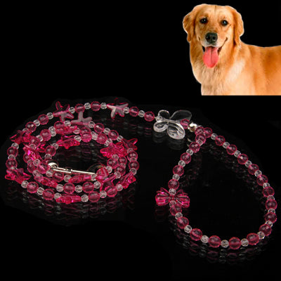 Pet Dog Leashes Puppy Beaded Pearl Lead Leash Traction Pulling Rope, Leash Length: 1m
