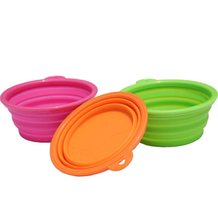 Portable Stretchable Silicon Food Feeder Dish Serving Bowl Water Container for Cat Dog Pet (Random Color Delivery)