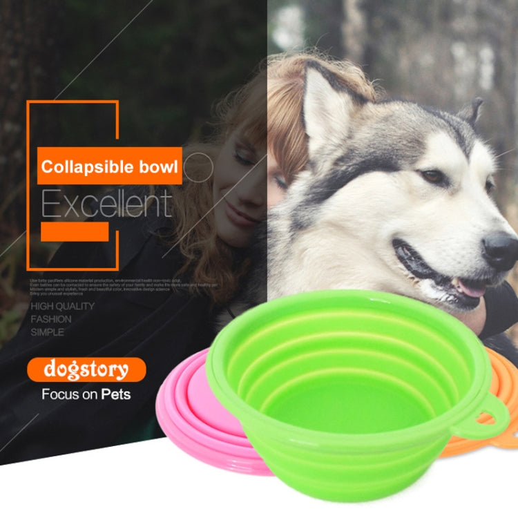 Portable Stretchable Silicon Food Feeder Dish Serving Bowl Water Container for Cat Dog Pet (Random Color Delivery)
