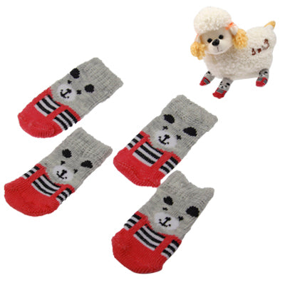 Cute Bear Pattern Pet Socks,Size:25x60mm(Magenta)
