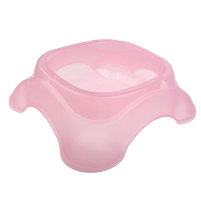 High-quality Transparent Plastic Dog Bowl Pet Water Feed Bowl (Pink)