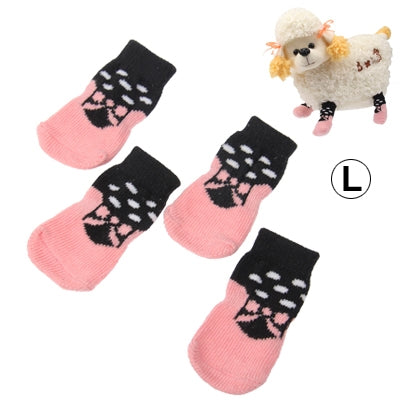 Cotton Non-slip Pet Socks,Size: L(Pink)