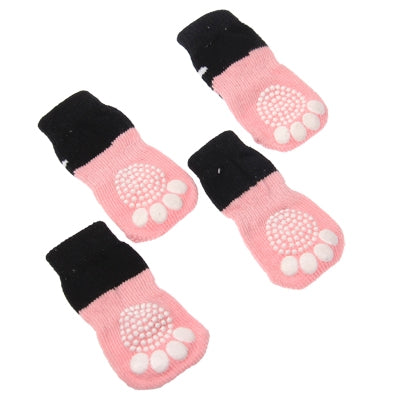 Cotton Non-slip Pet Socks,Size: L(Pink)