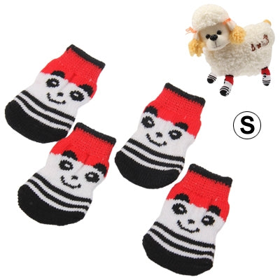 Cute Panda Pattern Cotton Non-slip Pet Socks, Size: S, Random Color Delivery