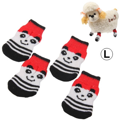 Cute Panda Pattern Cotton Non-slip Pet Socks, Size: L, Random Color Delivery