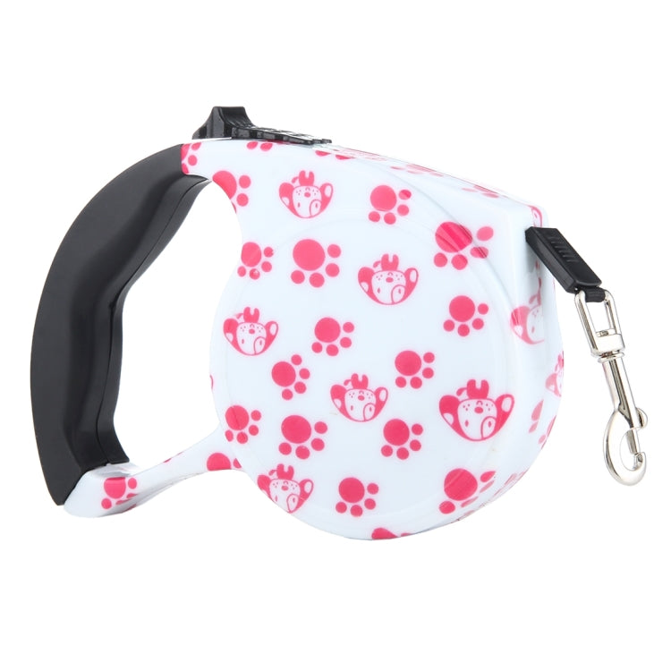 5m Pink Dog Footprint Pattern Easy Operation Retractable Dog Leash(Pink)