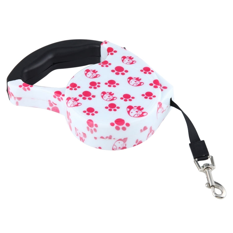 5m Pink Dog Footprint Pattern Easy Operation Retractable Dog Leash(Pink)